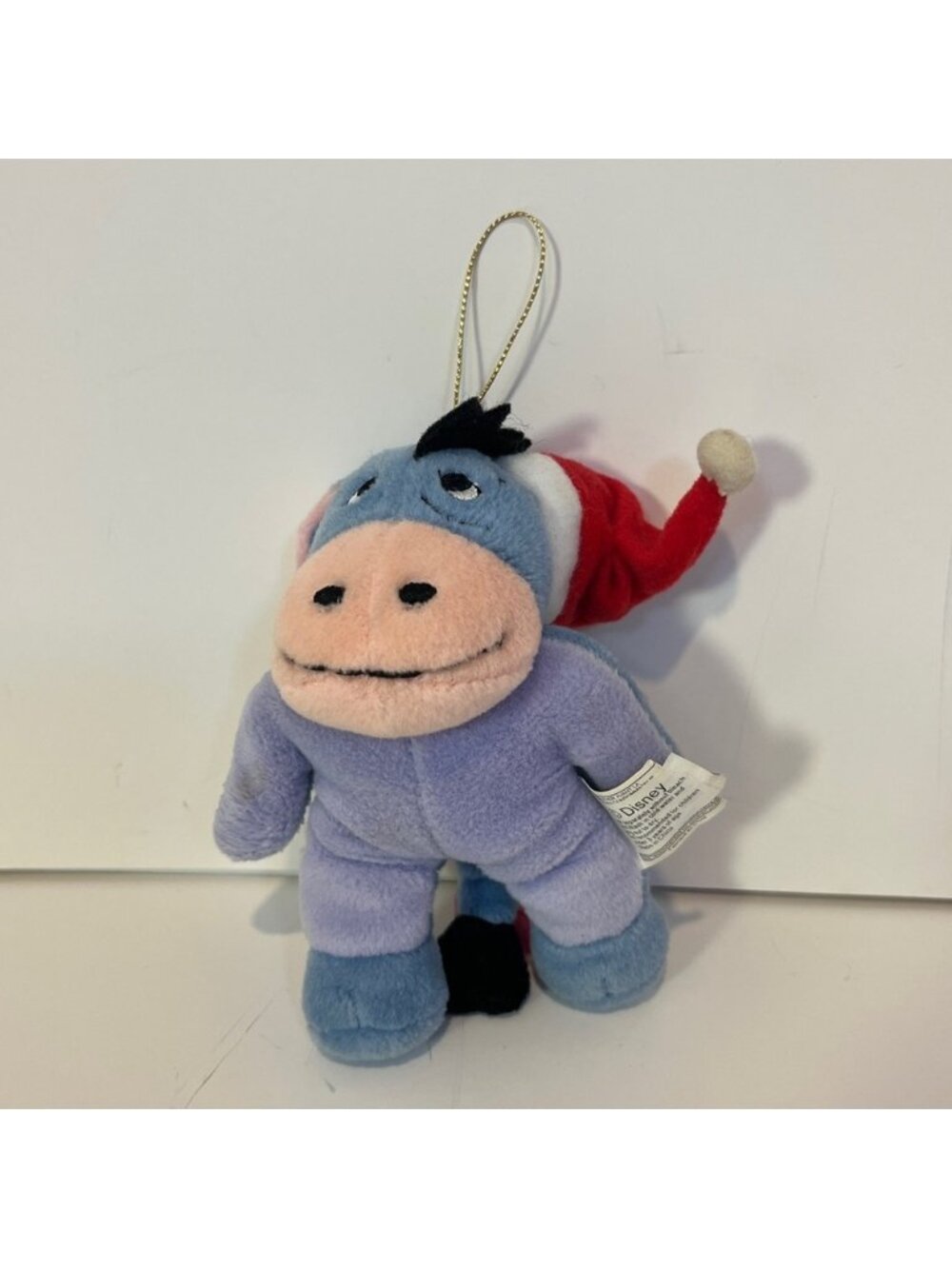 Vintage Disney Eeyore Santa Hat Plush Stuffed Christmas Tree Ornament Soft Avon